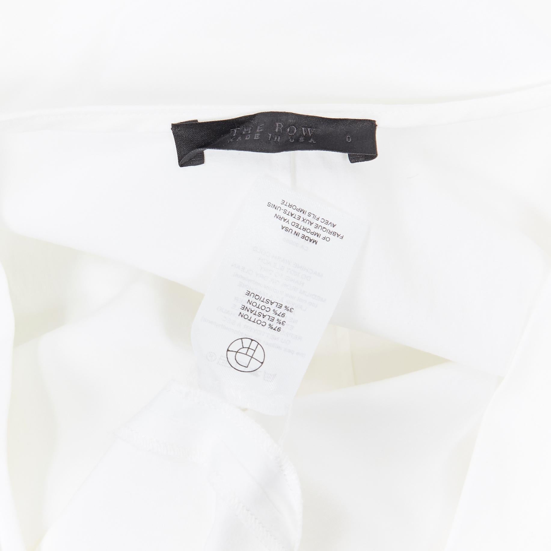 THE ROW white cotton blend draped knot bust V-neck minimal maxi dress US0 5