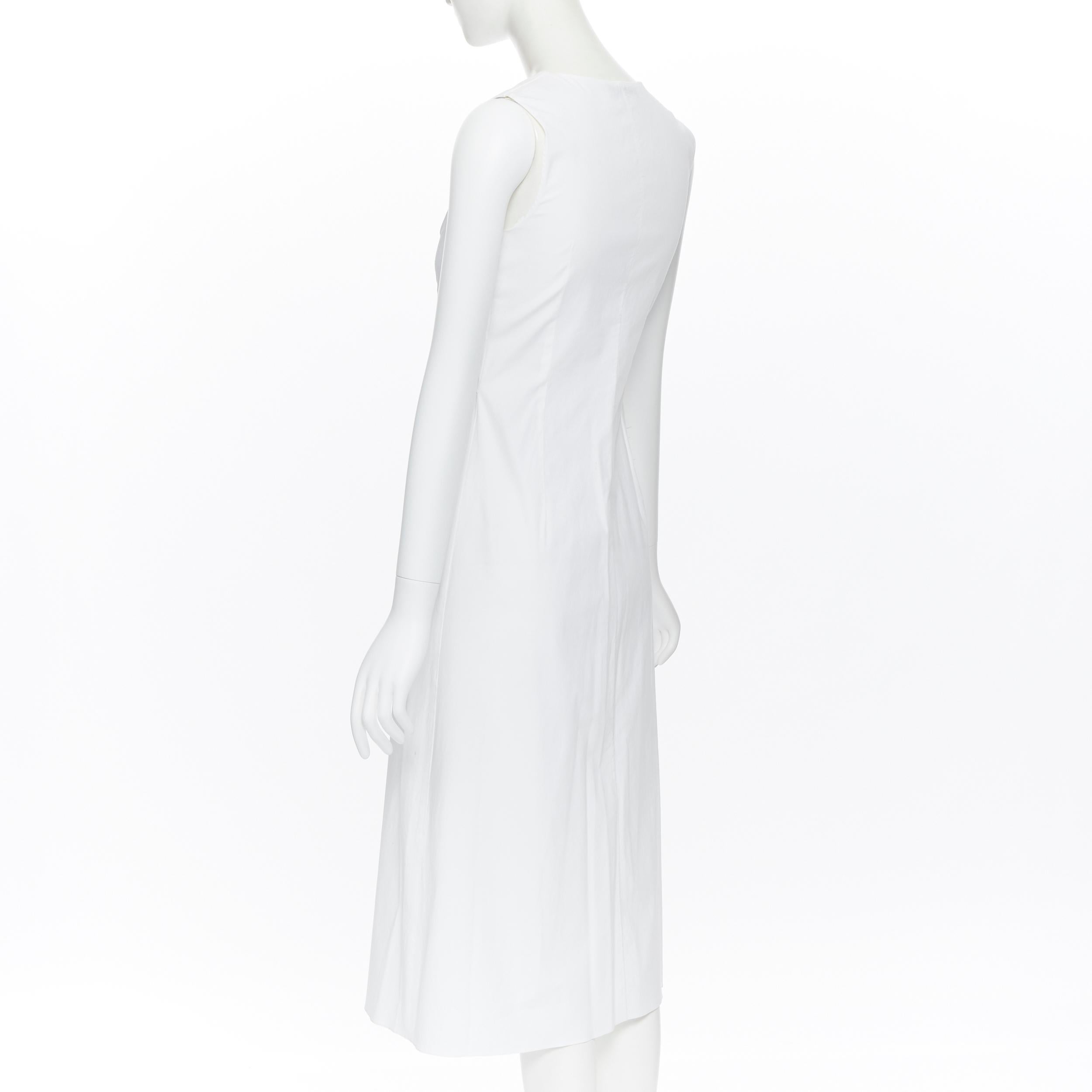 Women's THE ROW white cotton blend draped knot bust V-neck minimal maxi dress US0