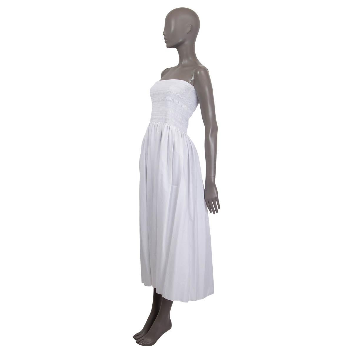 100% authentic The Row Spring 2017 Cial shirred poplin dress in white cotton (100%). Unlined. Has been worn once and is in virtually new condition. 

Measurements
Tag Size	S
Size	S
Bust	68cm (26.5in) to 102cm (39.8in)
Waist	66cm (25.7in) to 102cm
