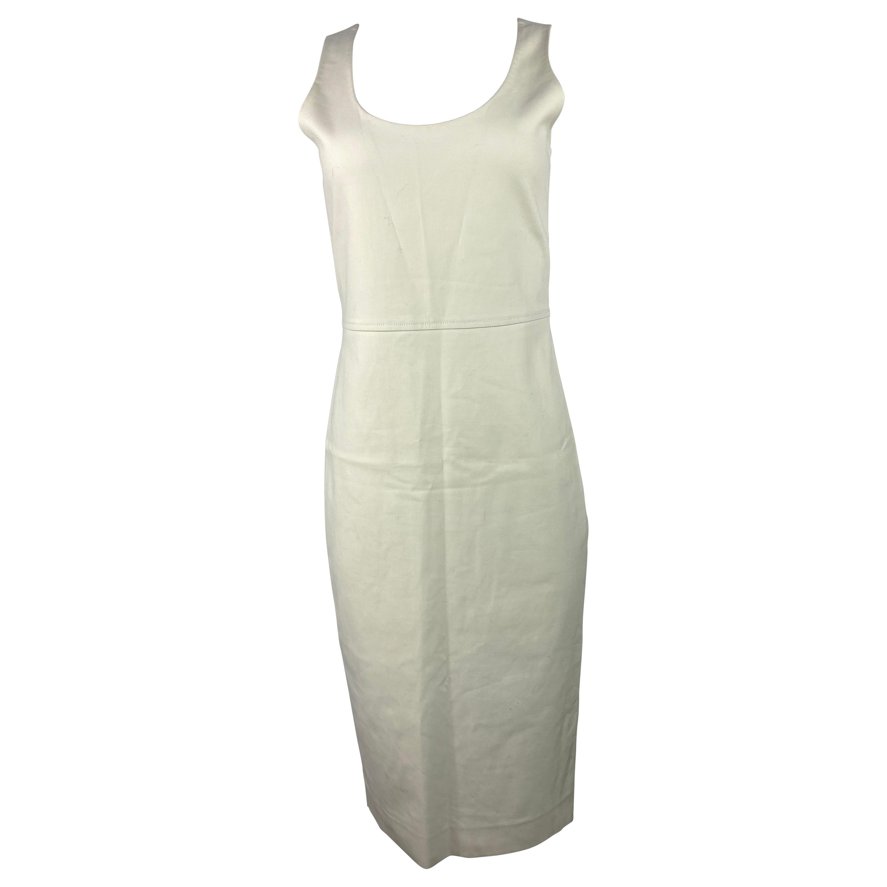 The Row White Cotton Dress, Size 8 For Sale