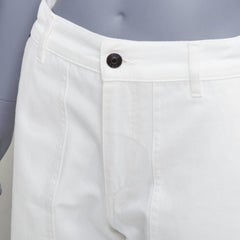 THE ROW jeans a vita alta in cotone bianco con tasche applicate US0 XS