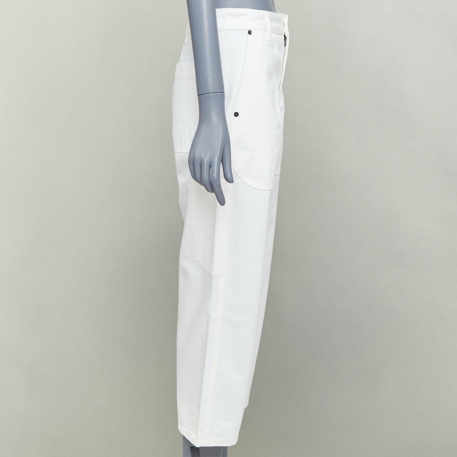 THE ROW weiße Baumwoll-Jeans mit aufgesetzten Taschen und hoher Taille US0 XS im Zustand „Gut“ im Angebot in Hong Kong, NT