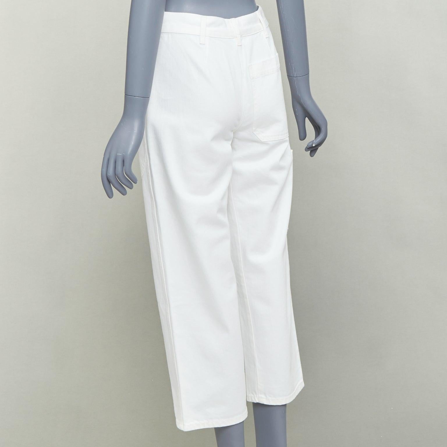 THE ROW weiße Baumwoll-Jeans mit aufgesetzten Taschen und hoher Taille US0 XS im Angebot 1