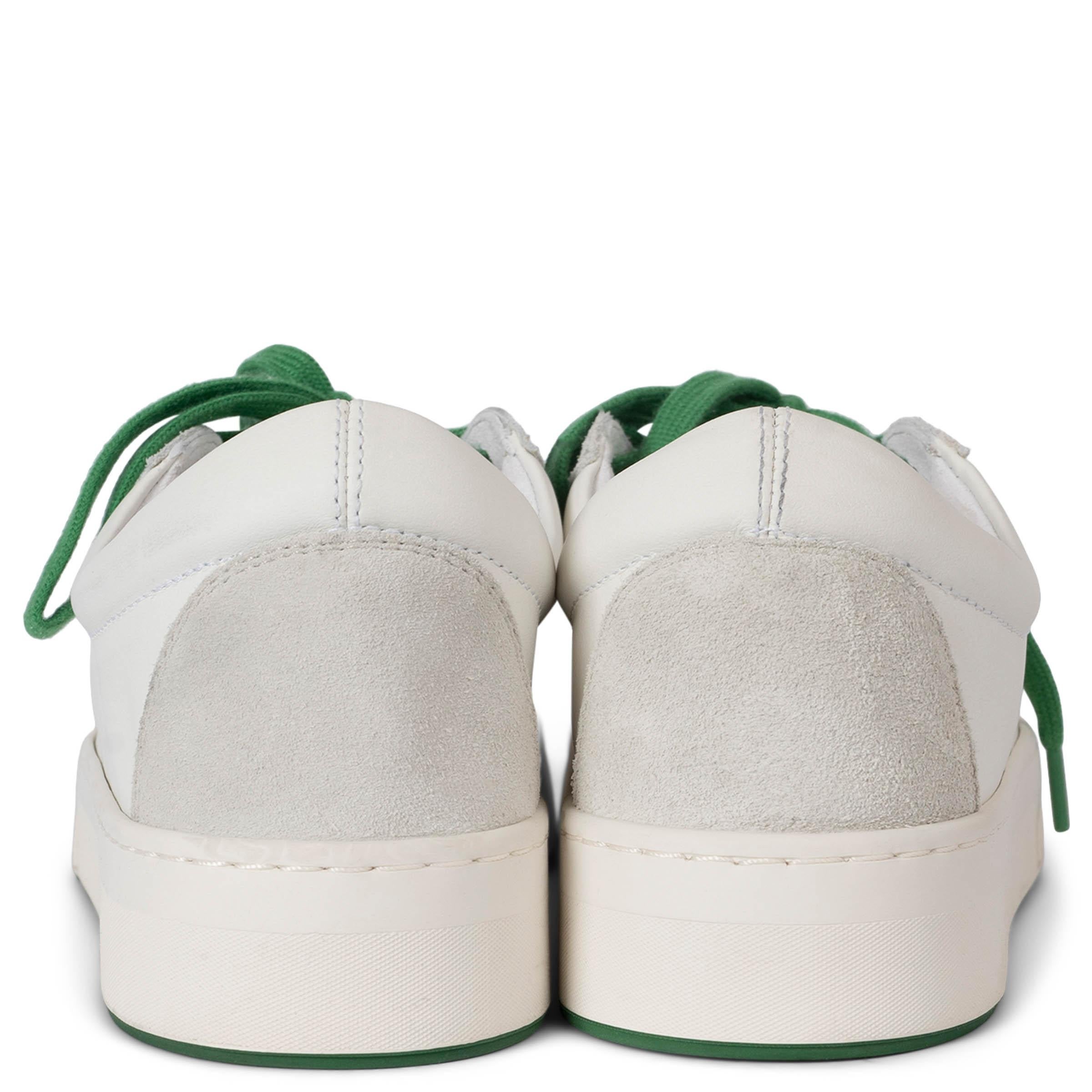 THE ROW white & green suede & leather MARLEY Sneakers Shoes 38.5 fit 38 In Excellent Condition In Zürich, CH