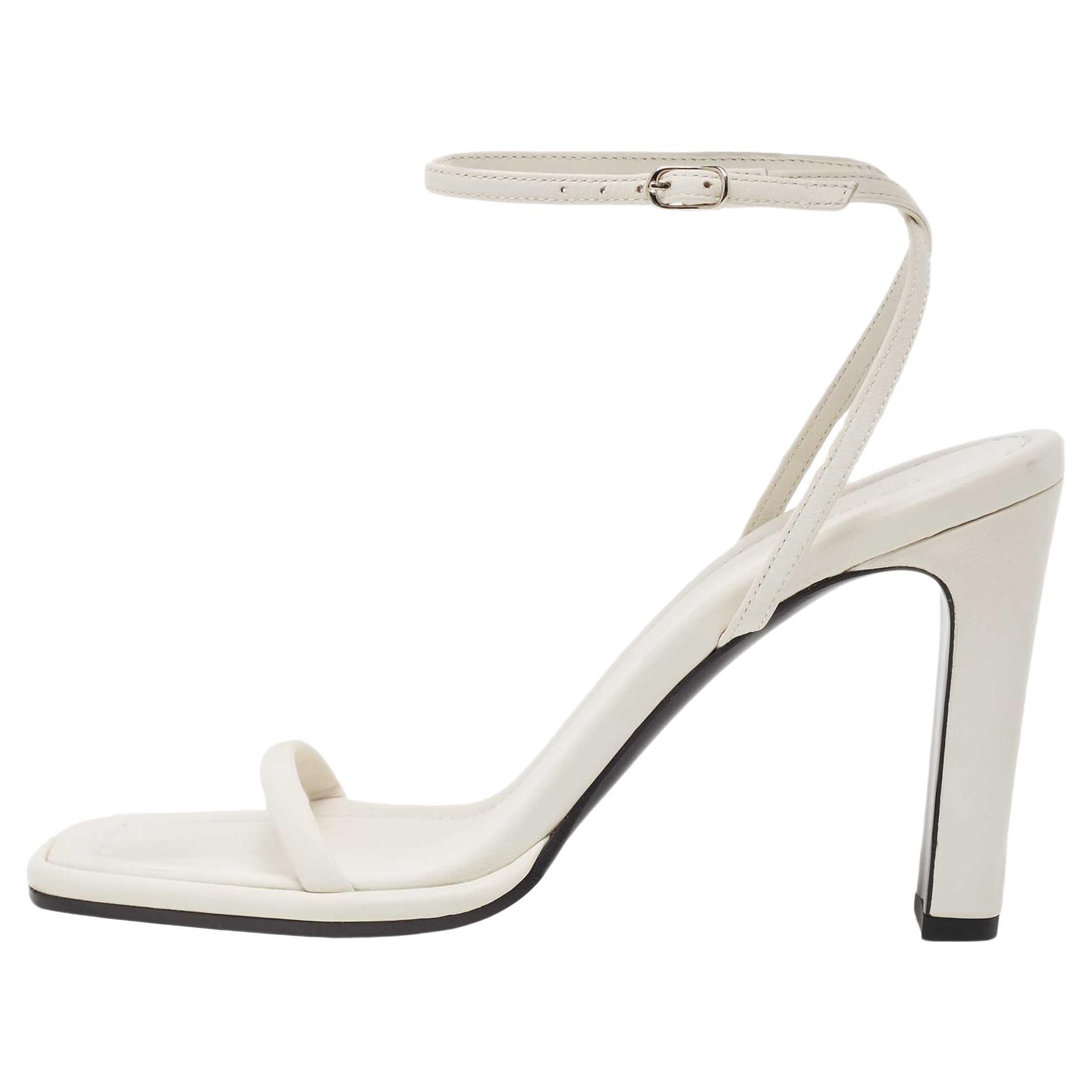 The Row White Leather Ankle Strap Sandals Size 38 For Sale