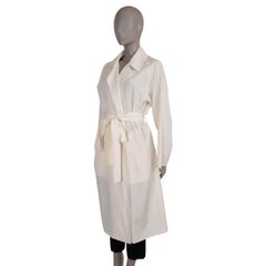 THE ROW white silk & linen 2023 OVERSIZED WRAP TRENCH Coat Jacket XS - S