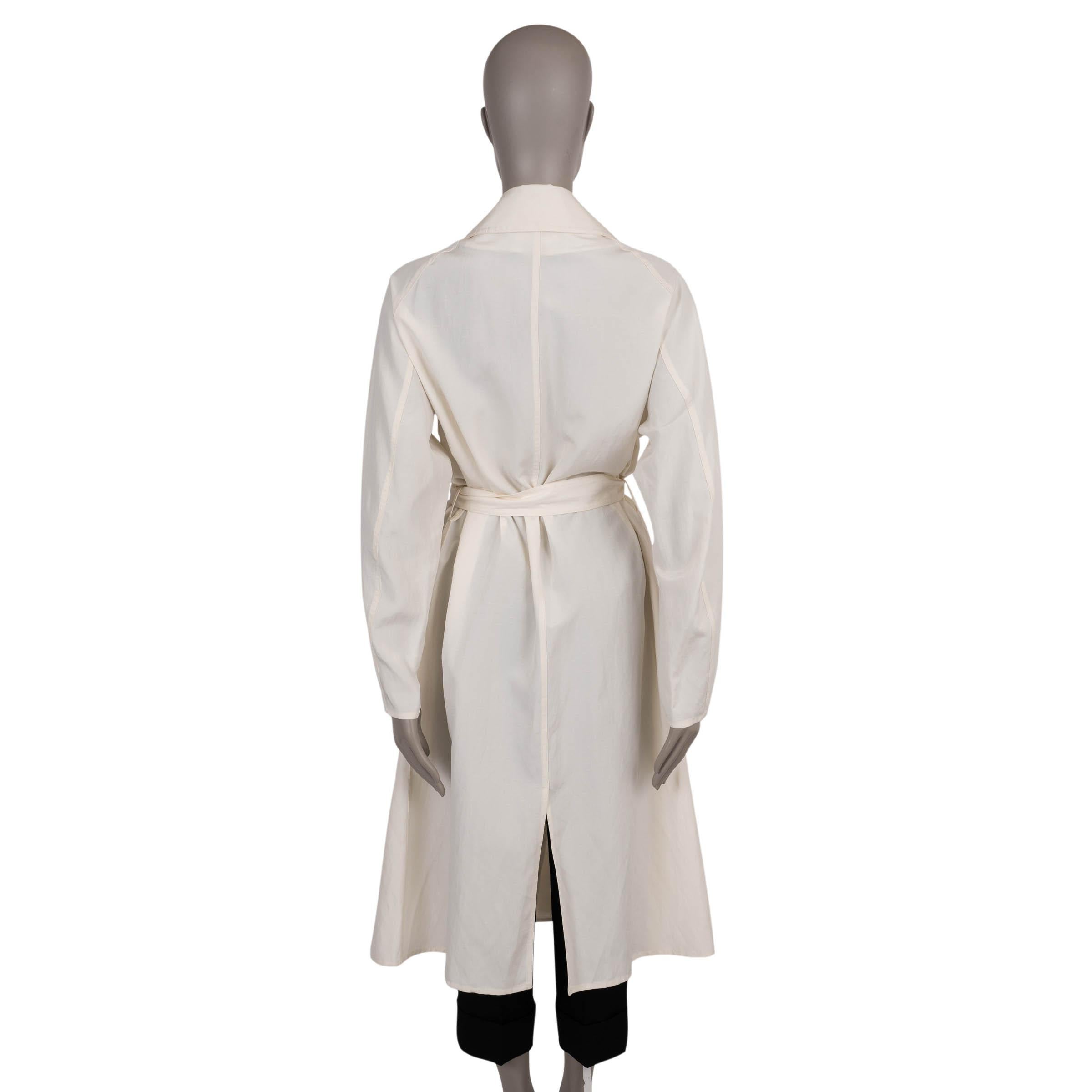 THE ROW white silk & linen 2023 OVERSIZED WRAP TRENCH Coat Jacket XS - S Gris en venta