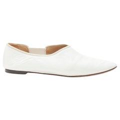 THE ROW white soft leather grosgrain trim ballet flats EU37.5