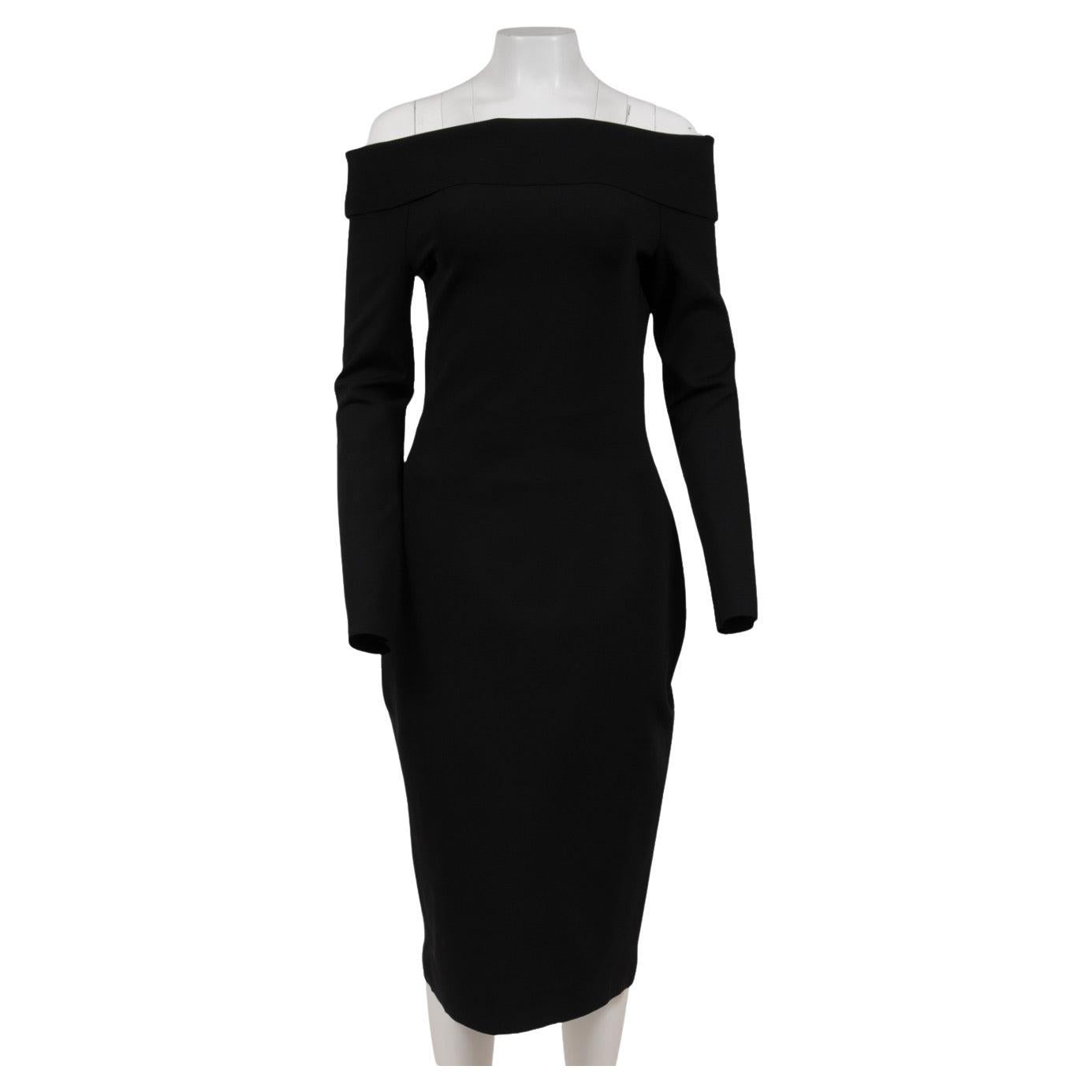 The Row Women Nania Off The Shoulder Stretch Scuba Dress Size Large Black im Angebot