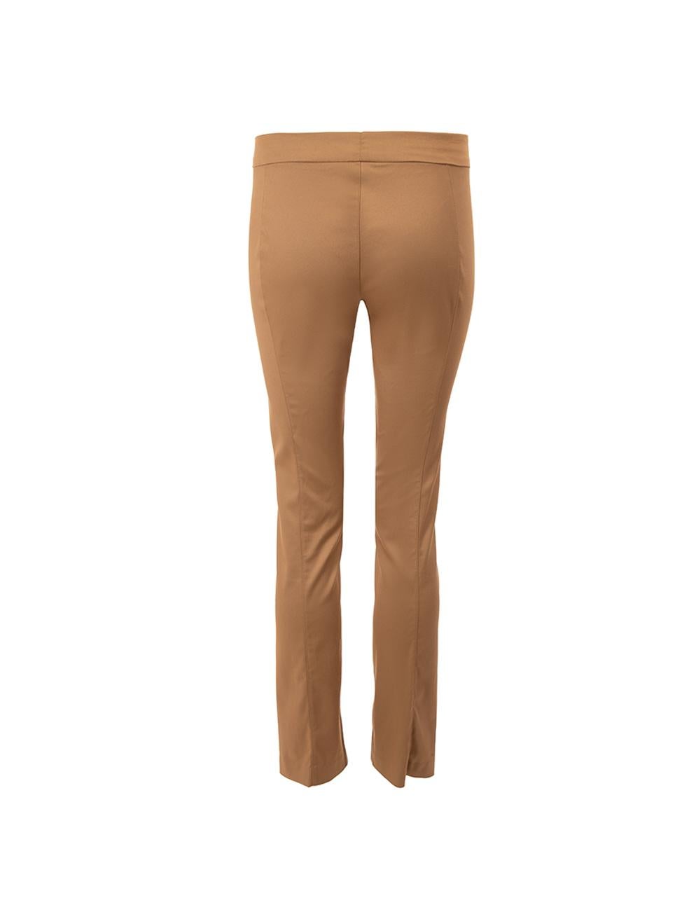 The Row Women's Brown Straight Leg Mid Rise Trousers In Good Condition For Sale In London, GB