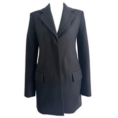 The Row Cappotto corto monopetto in lana nero taglia US 2 foderato in seta e con risvolto a tacche