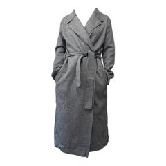 The Row Wool Trench Coat size S Gray Wrap Sash Tie Midi Rough Cut