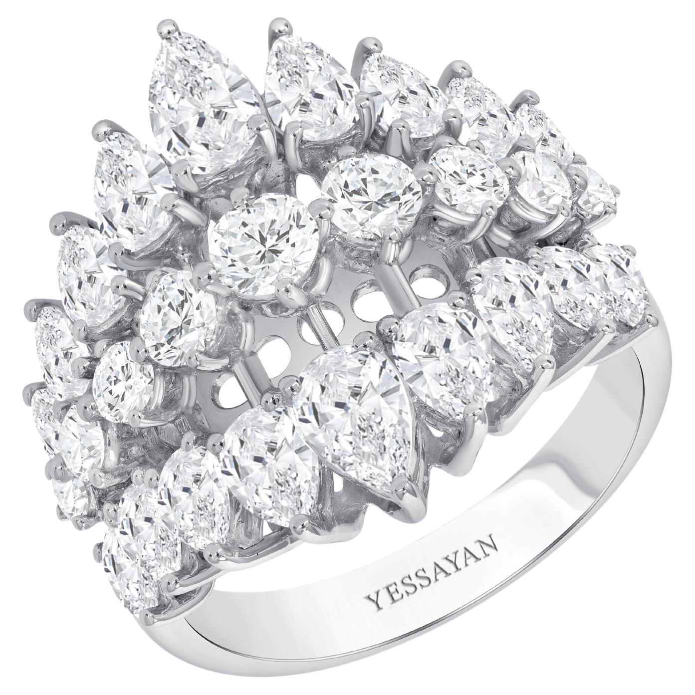 Royal Diamond Cocktail Ring For Sale