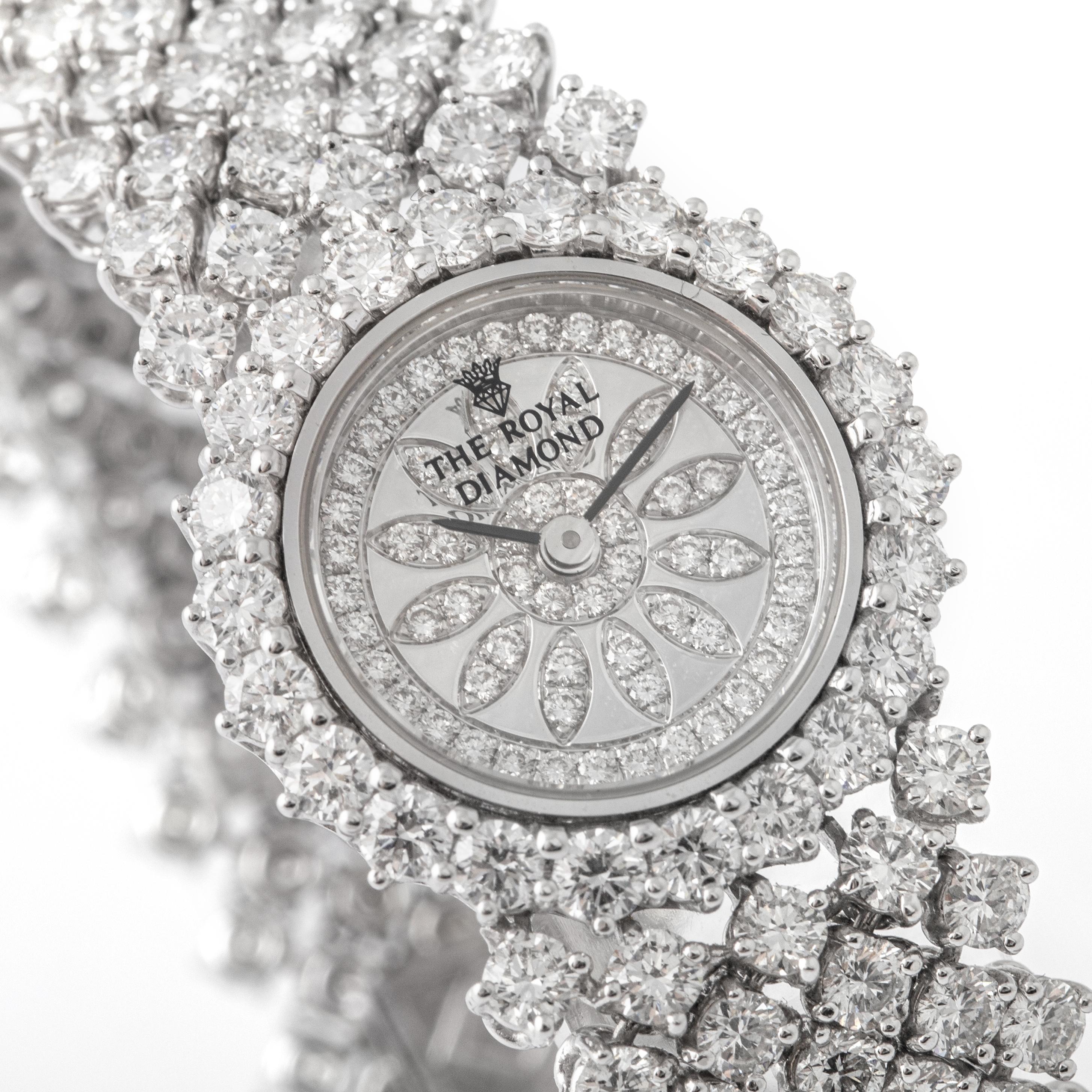 Round Cut The Royal Diamond Swiss Diamond Wristwatch  For Sale