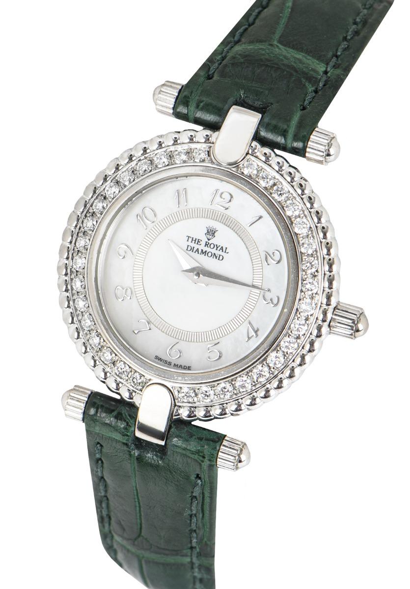 The Royal Diamond Weißgold Weißes Perlmutt-Zifferblatt Diamant-Lünette BA 112 (Rundschliff)
