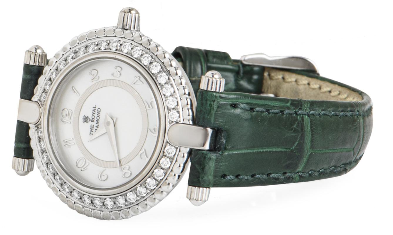 The Royal Diamond Weißgold Weißes Perlmutt-Zifferblatt Diamant-Lünette BA 112 Damen