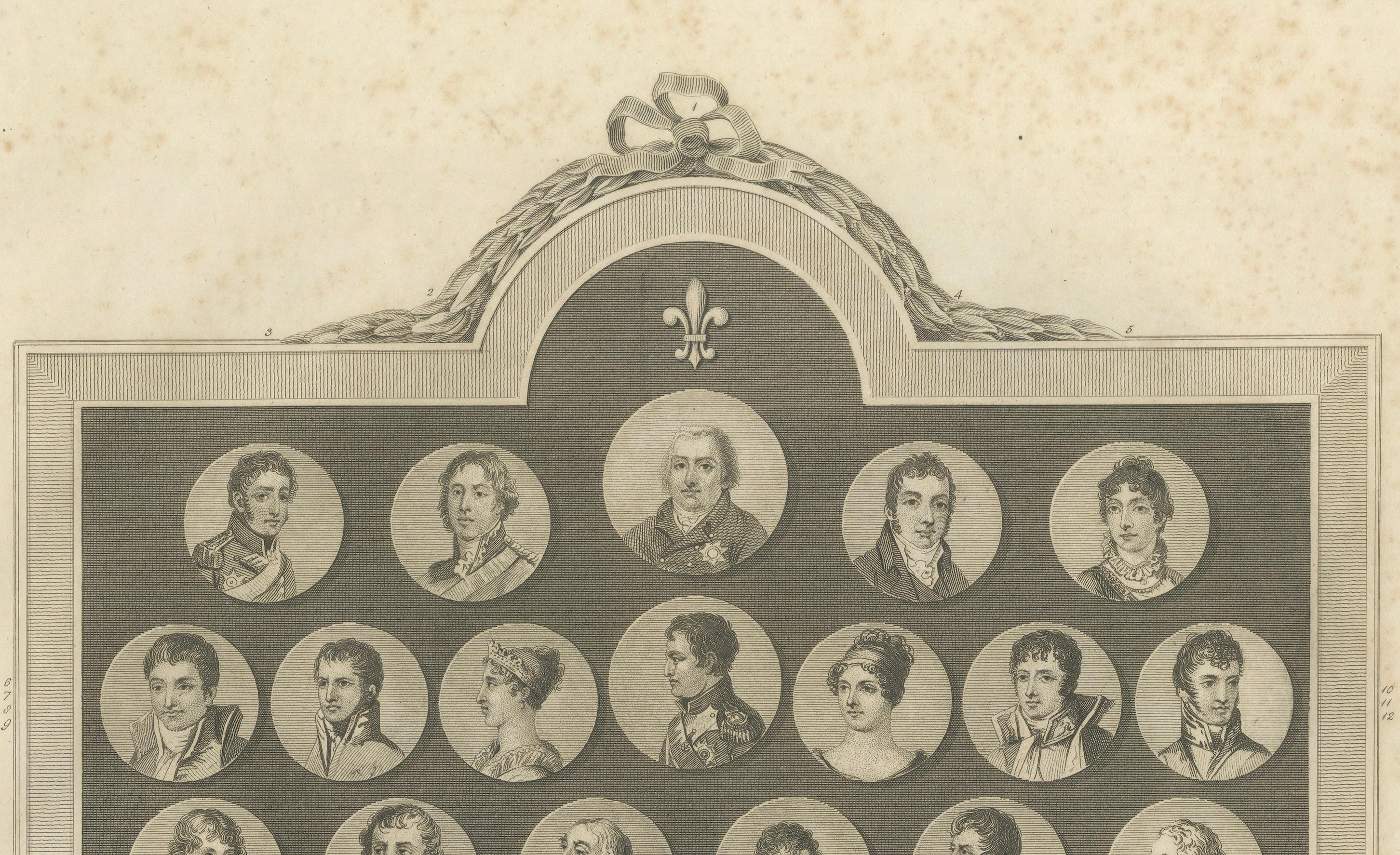 Inizio XIX secolo La famiglia reale di Francia, la famiglia Bonaparte e i generali francesi, 1815 in vendita