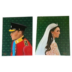 The Royal Highnesses Prince and Princess of Wales portraits by British artist Su
