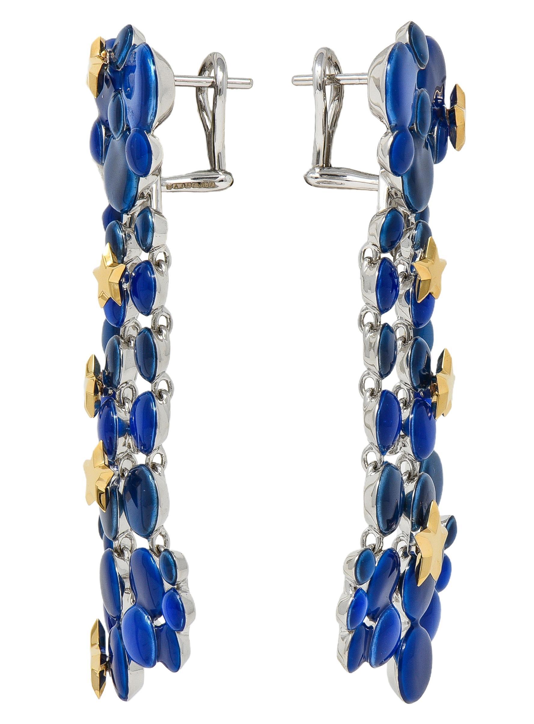 The Royal Mint Enamel 18K White Gold Orrery Night Sky Drop Earrings In Excellent Condition For Sale In Philadelphia, PA