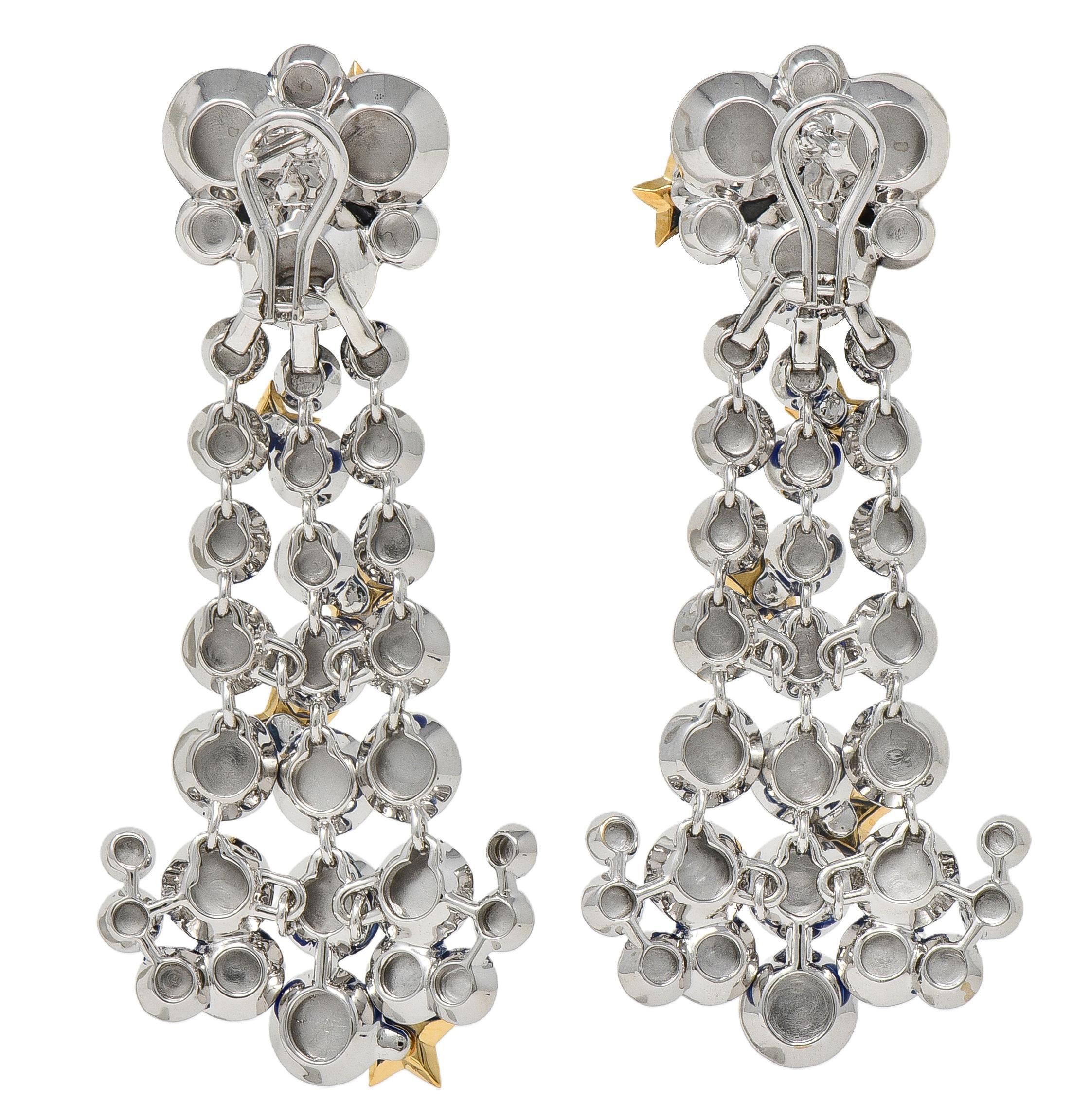 Women's The Royal Mint Enamel 18K White Gold Orrery Night Sky Drop Earrings For Sale