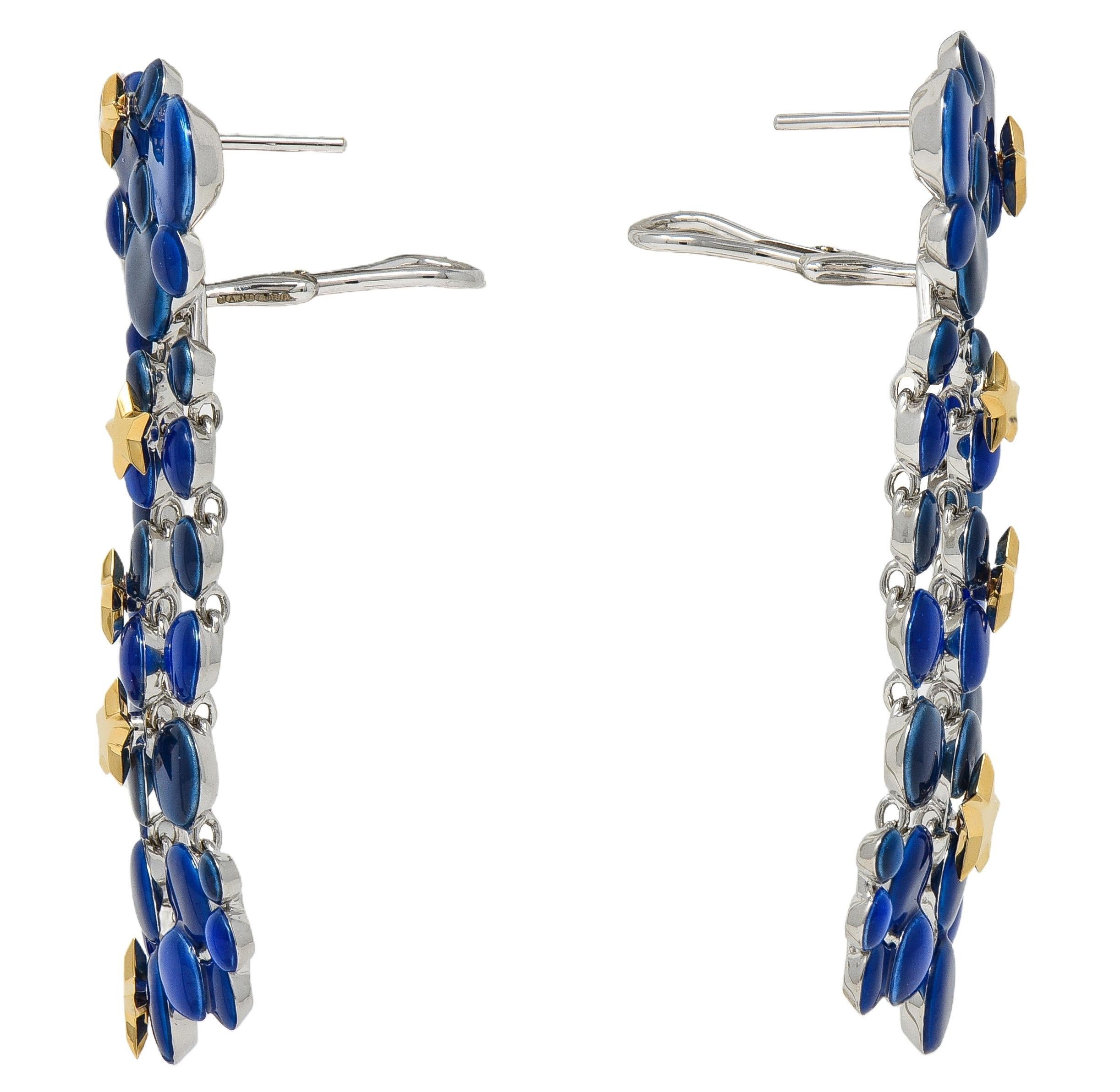 The Royal Mint Enamel 18K White Gold Orrery Night Sky Drop Earrings For Sale 1