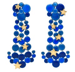 The Royal Mint Enamel 18K White Gold Orrery Night Sky Drop Earrings