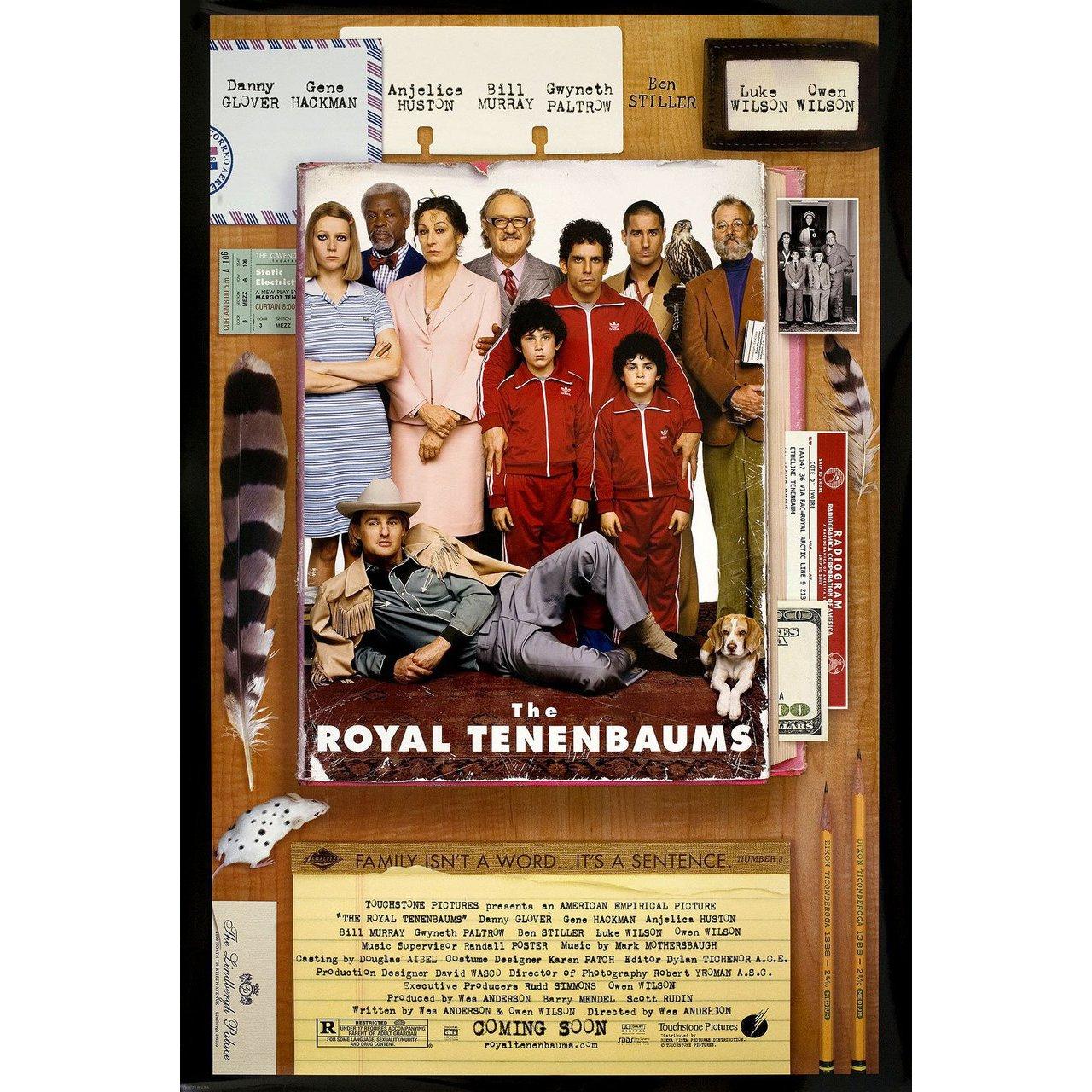 Original 2001 U.S. one sheet poster for the film “The Royal Tenenbaums” directed by Wes Anderson with Gene Hackman / Anjelica Huston / Ben Stiller / Gwyneth Paltrow. Very good-fine condition, rolled. Please note: the size is stated in inches and the