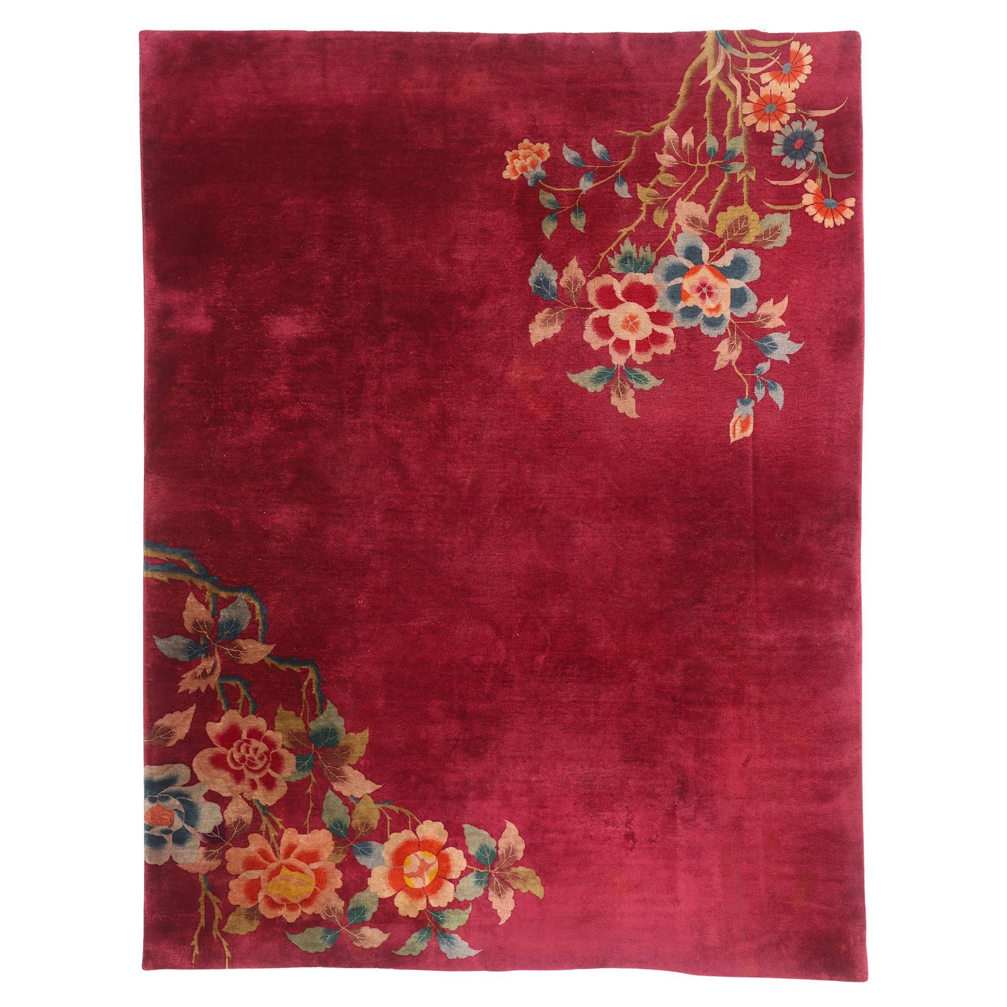 The Ruby Atelier: An Antique Chinese Art Deco Masterpiece of Decadent Elegance For Sale