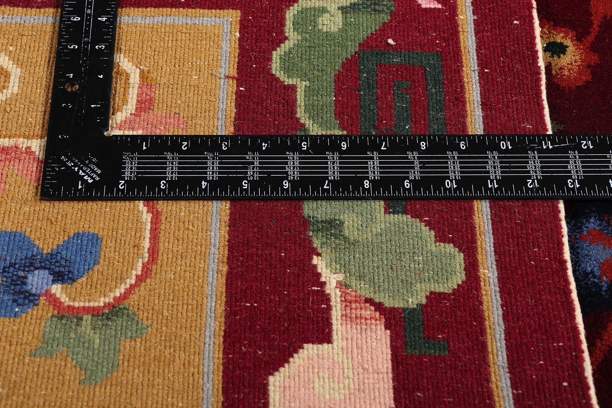 Le jardin de rubis : Tapis chinois Vintage Art of Deco Tree of Life d'une Elegance impériale en vente 1