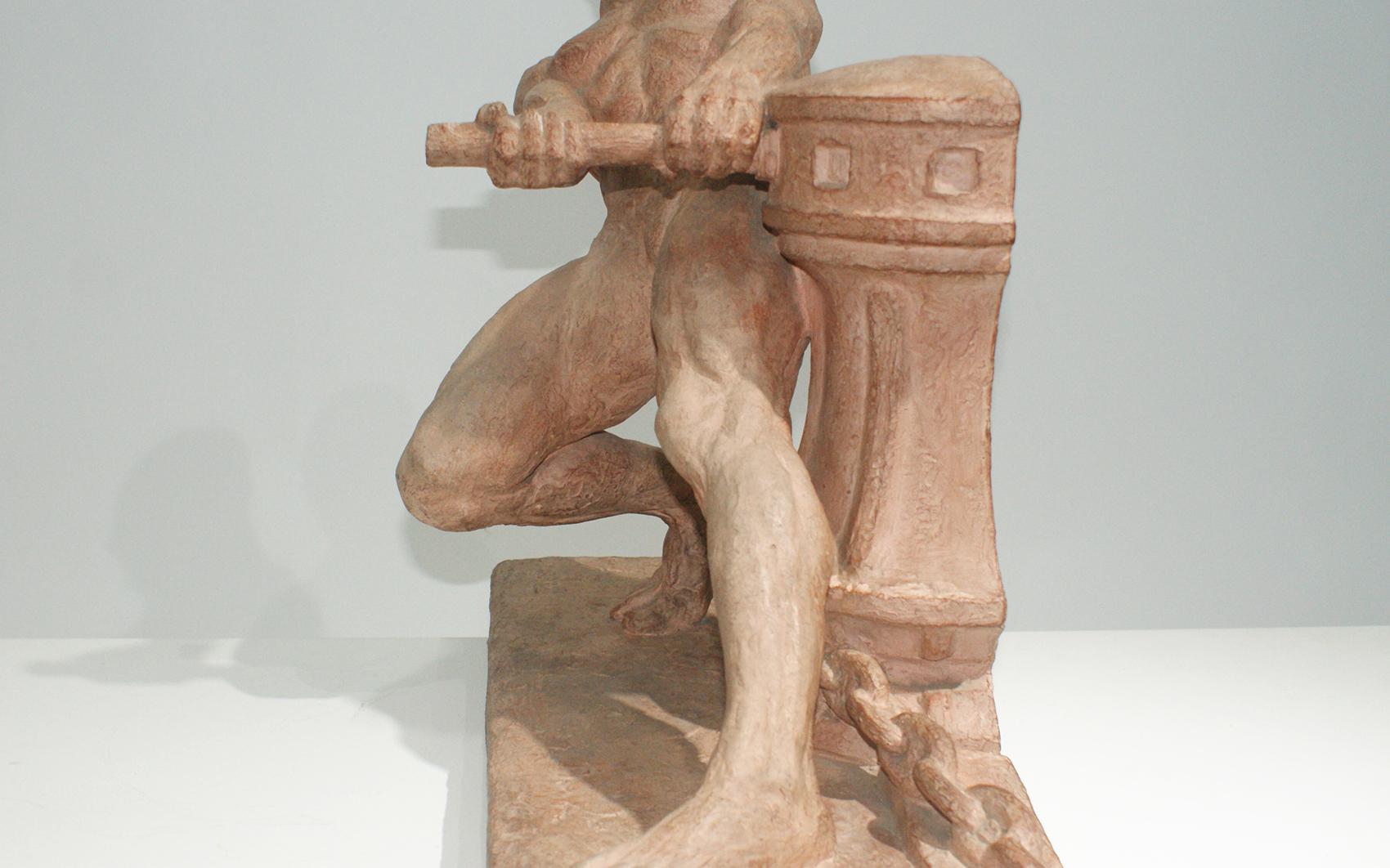 “The Rudder” French Terracotta Sculpture Signed by Henri Bargas In Good Condition In Beirut, LB