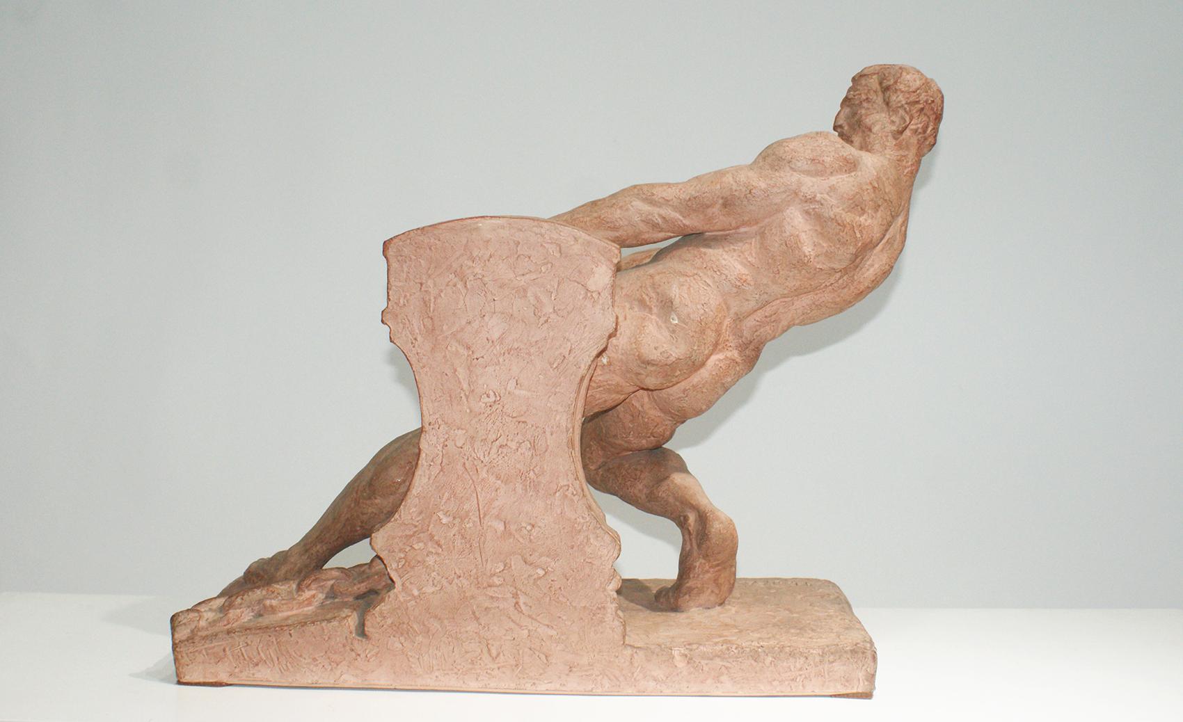 “The Rudder” French Terracotta Sculpture Signed by Henri Bargas 1