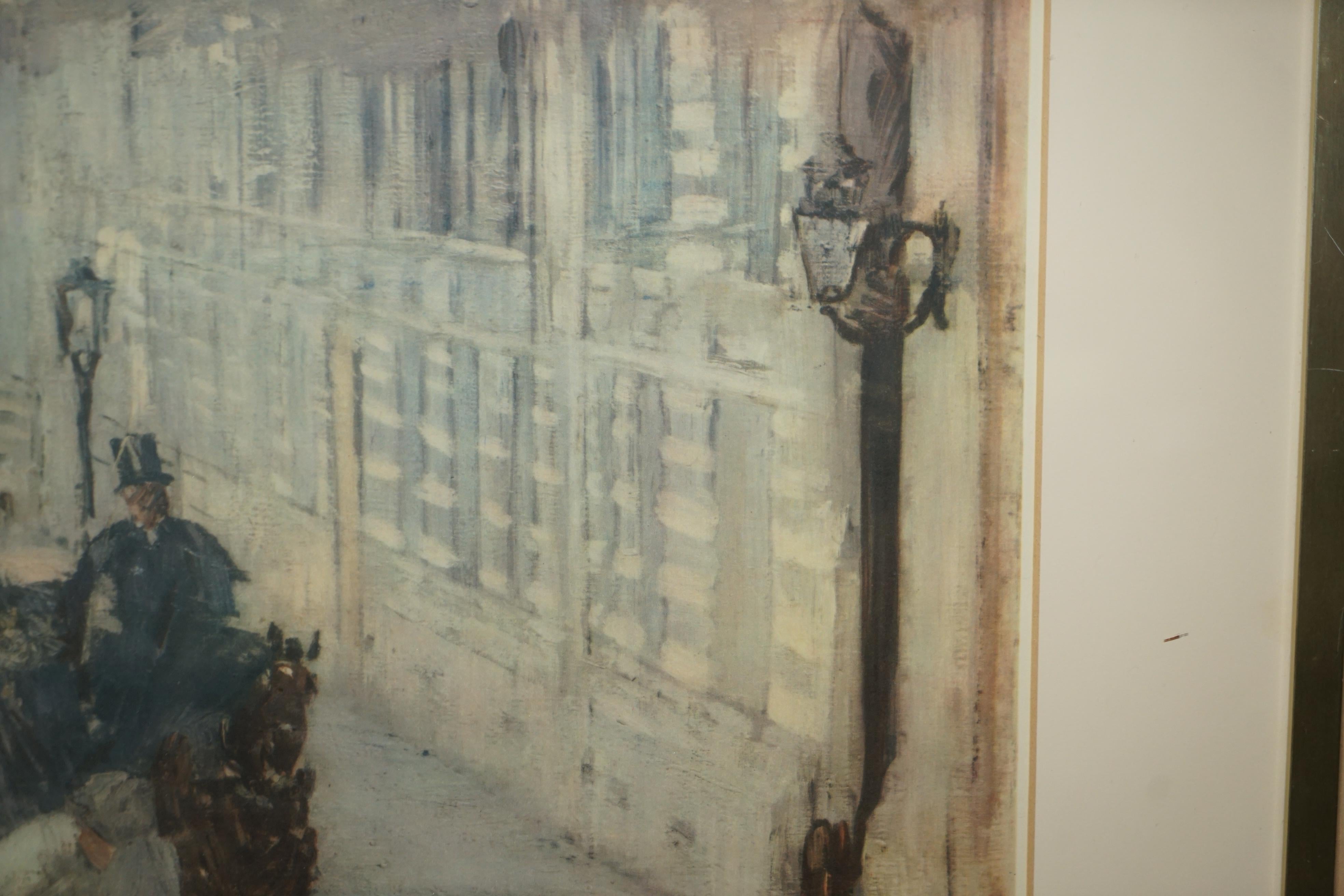 Rue Mosnier with Pavers Edouard Manet Print in Gallery Stamped Frame For Sale 3