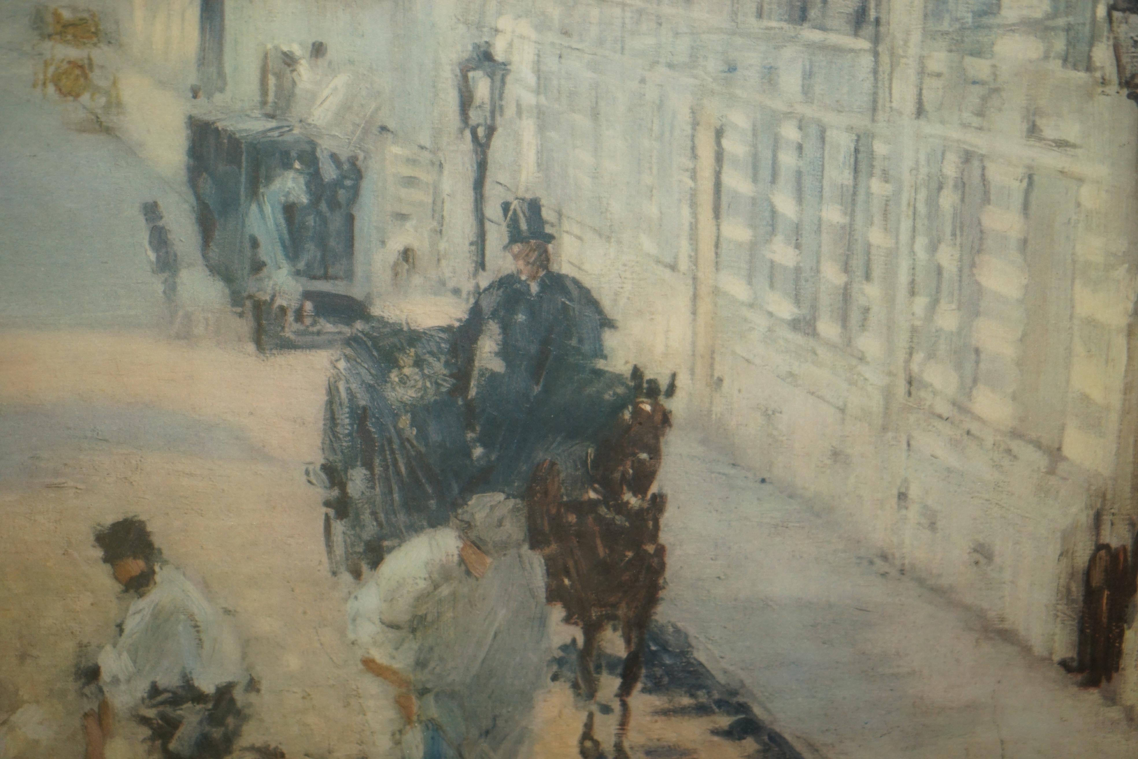Rue Mosnier with Pavers Edouard Manet Print in Gallery Stamped Frame For Sale 4