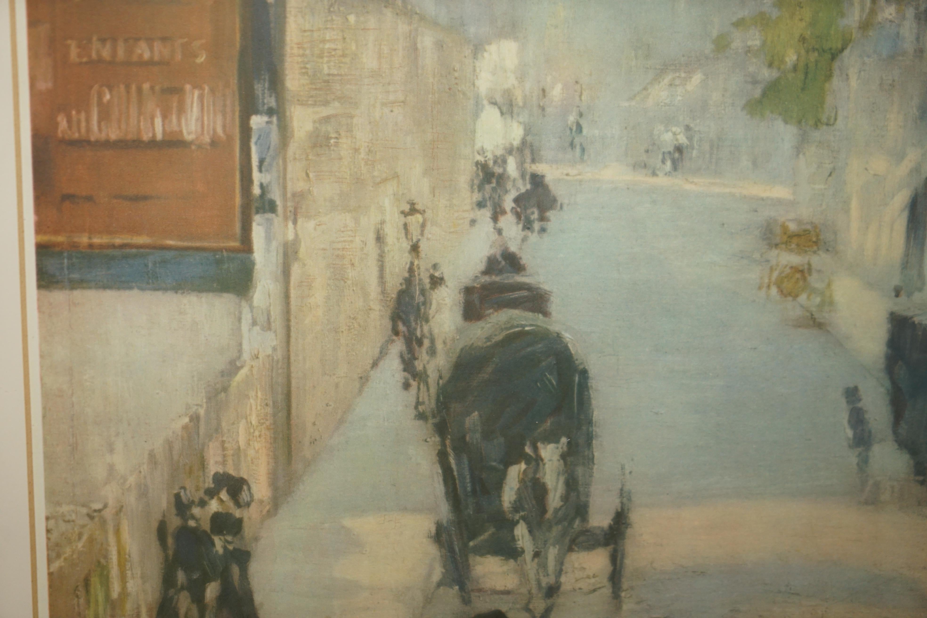 Rue Mosnier with Pavers Edouard Manet Print in Gallery Stamped Frame For Sale 6