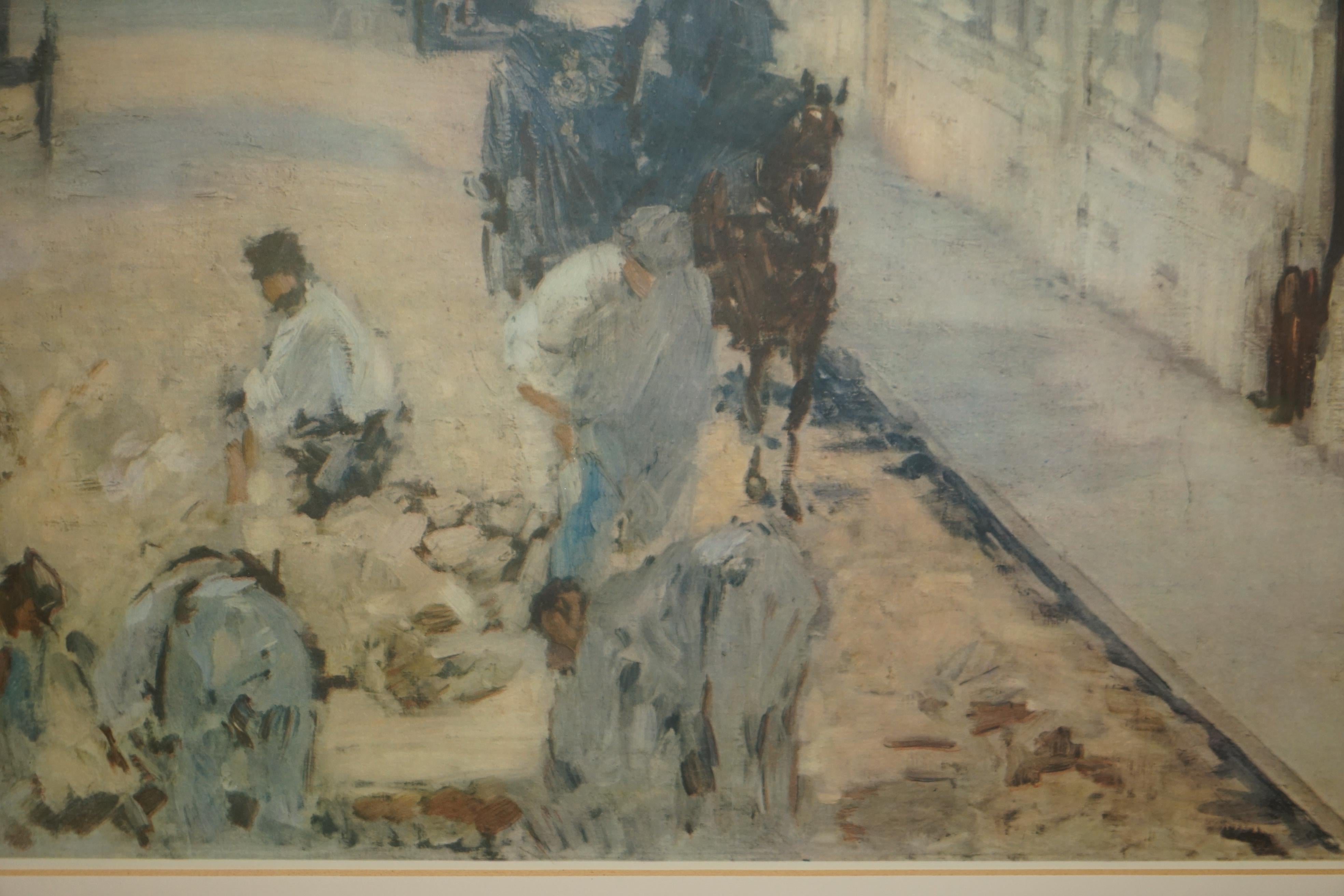 Rue Mosnier with Pavers Edouard Manet Print in Gallery Stamped Frame For Sale 10