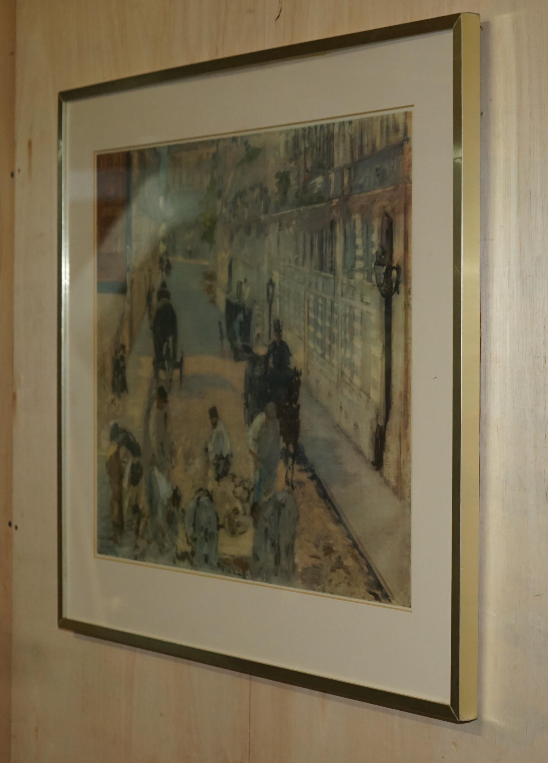 Rue Mosnier with Pavers Edouard Manet Print in Gallery Stamped Frame For Sale 11