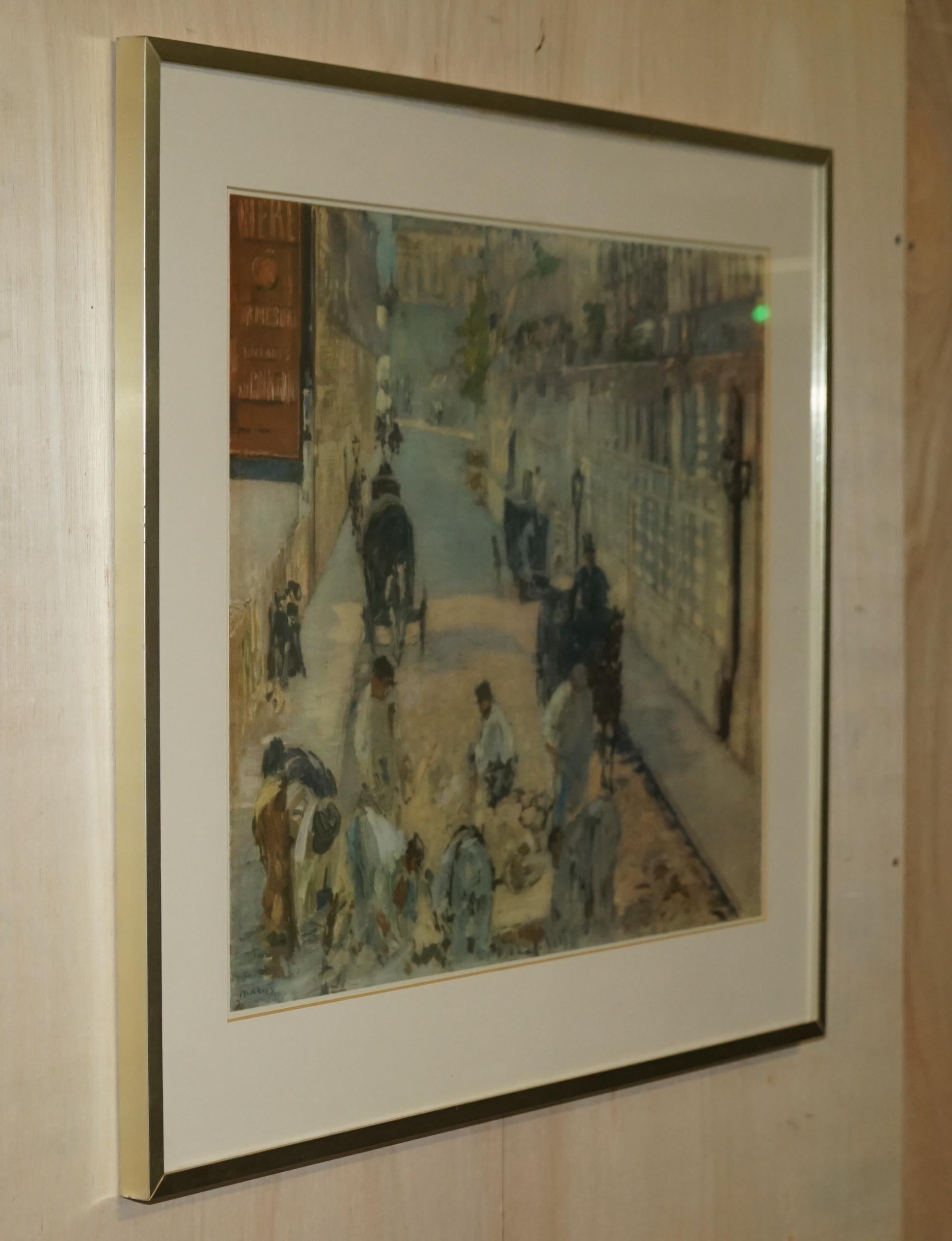Rue Mosnier with Pavers Edouard Manet Print in Gallery Stamped Frame For Sale 12