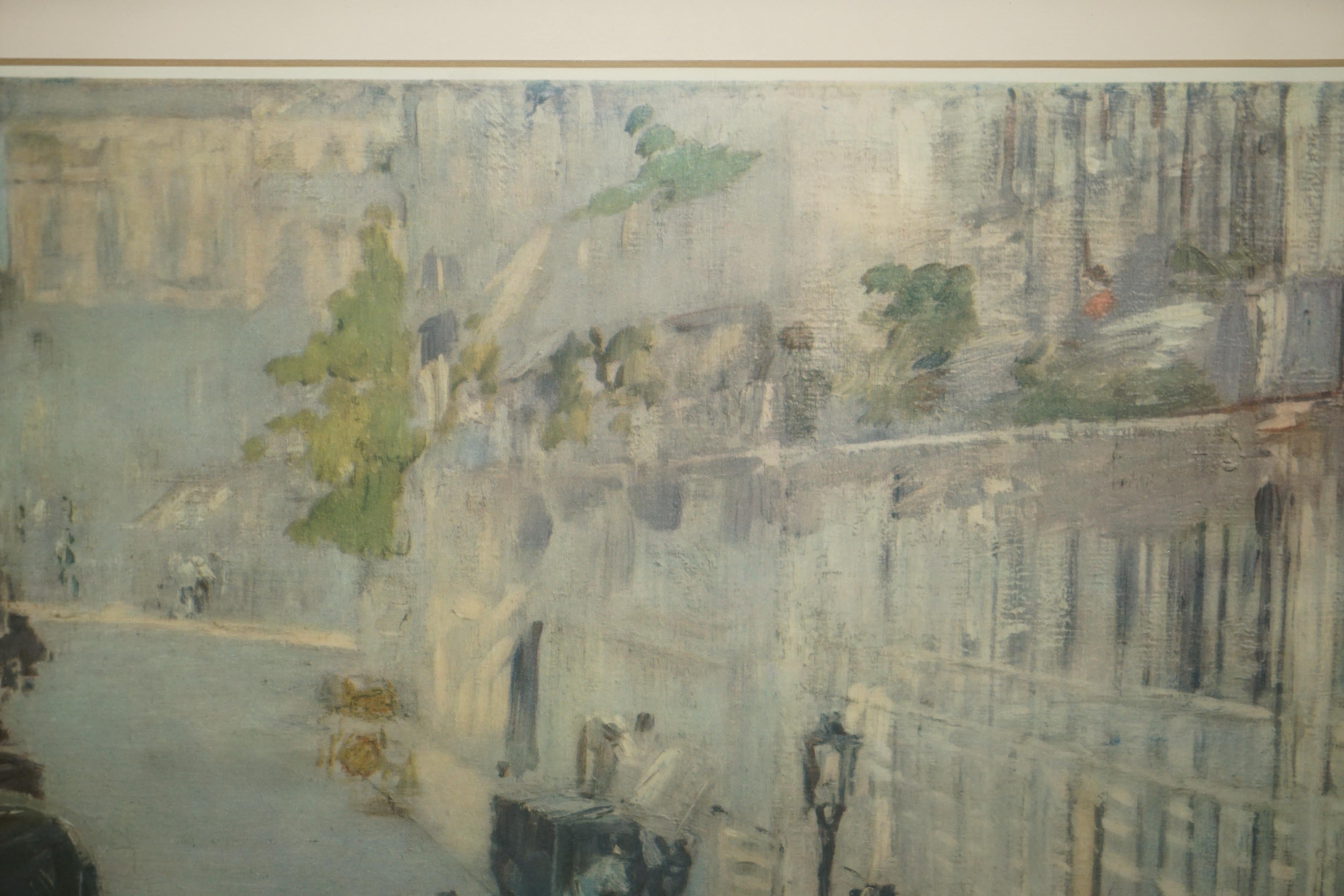 Rue Mosnier with Pavers Edouard Manet Print in Gallery Stamped Frame For Sale 1