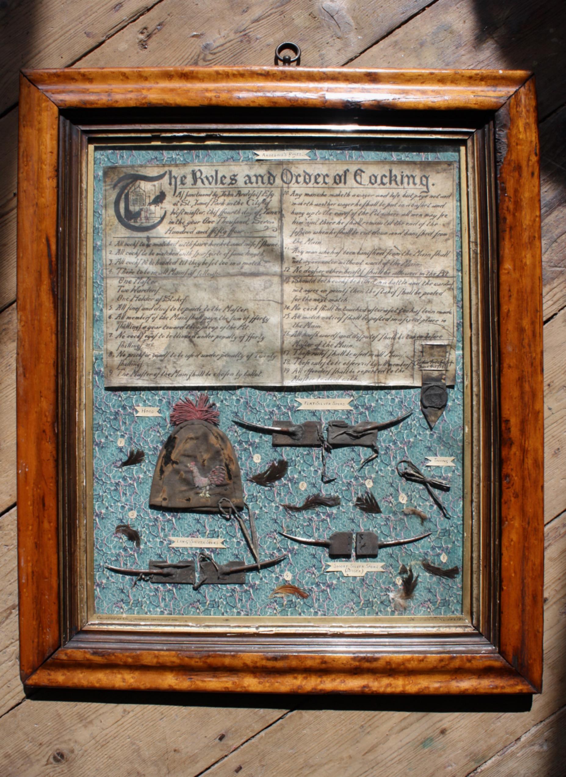 The Rules & Order of Cockfighting On Parchment With Seal Dated 1757 Curio  For Sale 8