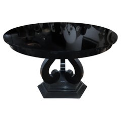 The "S" Round Table by Vicente Wolf, Hand-Crafted in Black Lacquered Oak