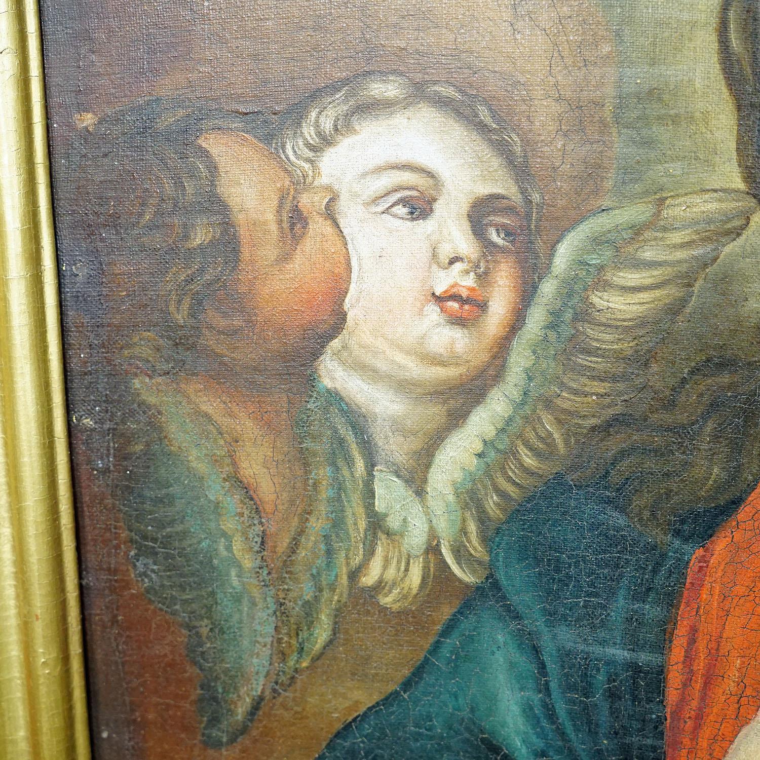 XVIIIe siècle Le Sacré-Cœur de Jésus, peinture à l'huile sur toile 18e siècle en vente
