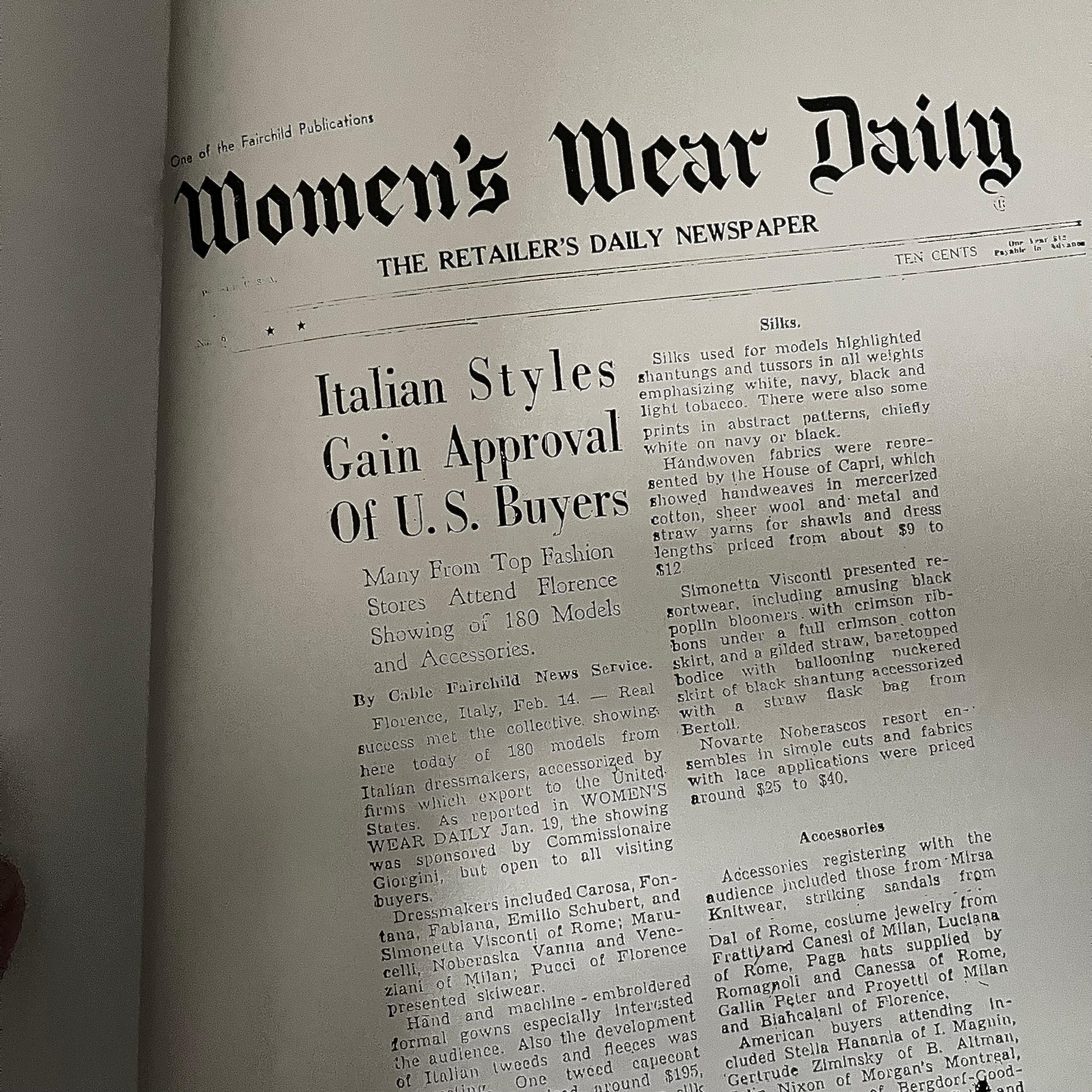 Published by Electa 1992 in conjunction with an exhibition held at the Palazzo Strozzi, Florence, June 25-Sept. 25, softback in slipcase.

On the 22nd July 1952, Giovanni Battista Giorgini, a Florentine fashion buyer, organised the fourth ‘Italian