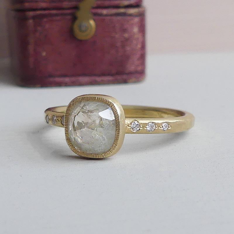 Rose Cut The Salome Ethical Engagement Ring Rose-Cut Diamond and 18ct Fairmined Gold For Sale