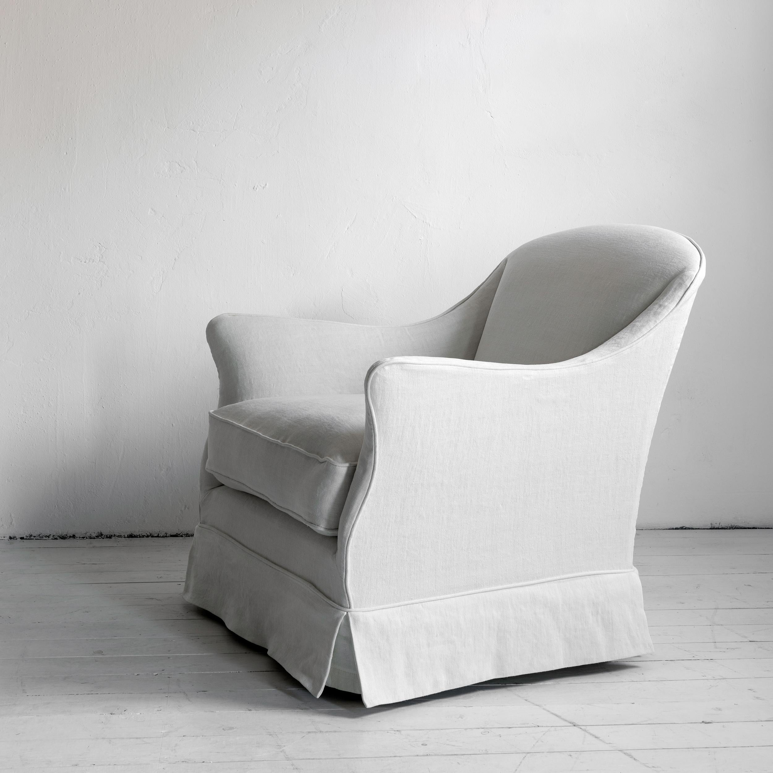 black linen armchair