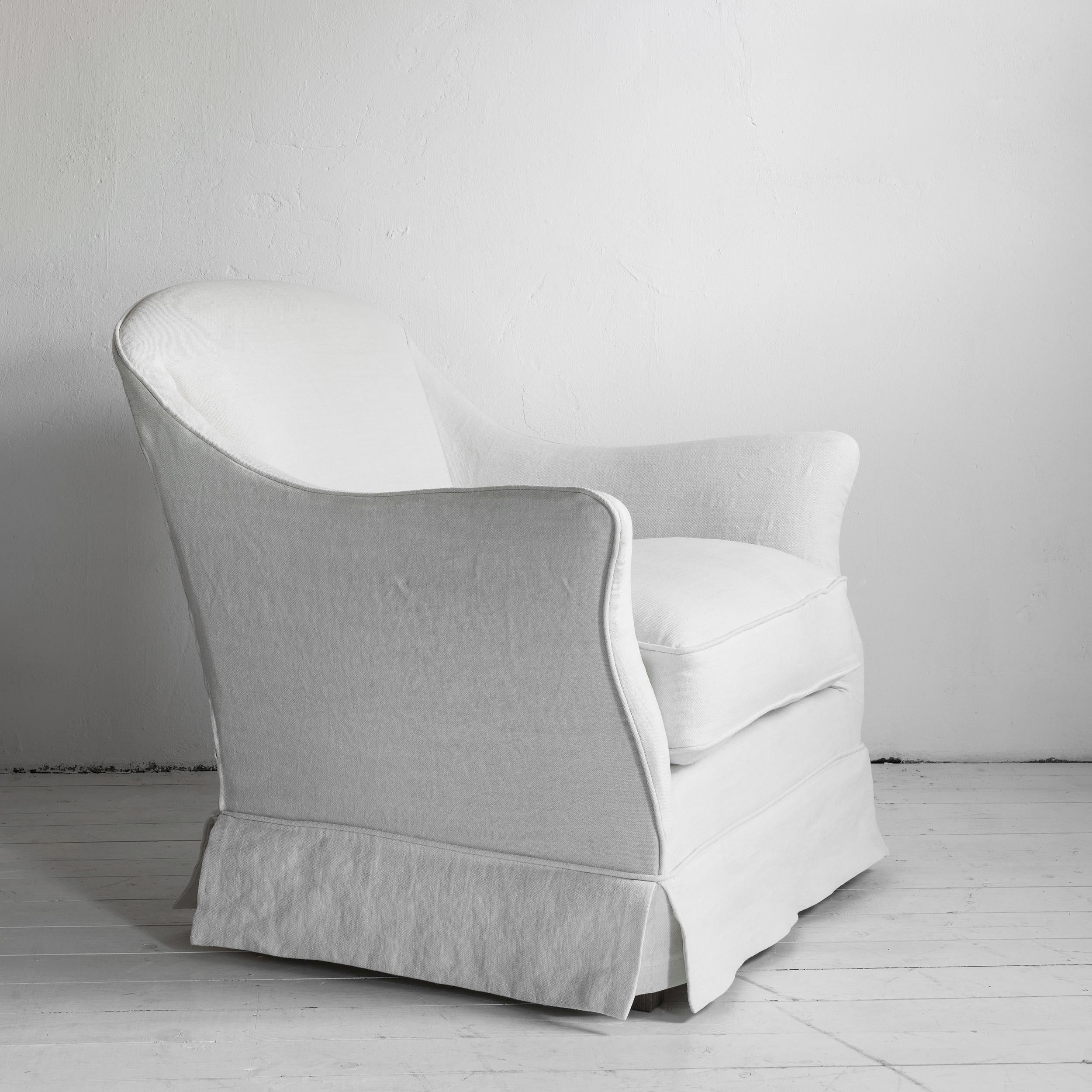 The Salon, Custom Made Belgian Linen Armchair For Sale 1