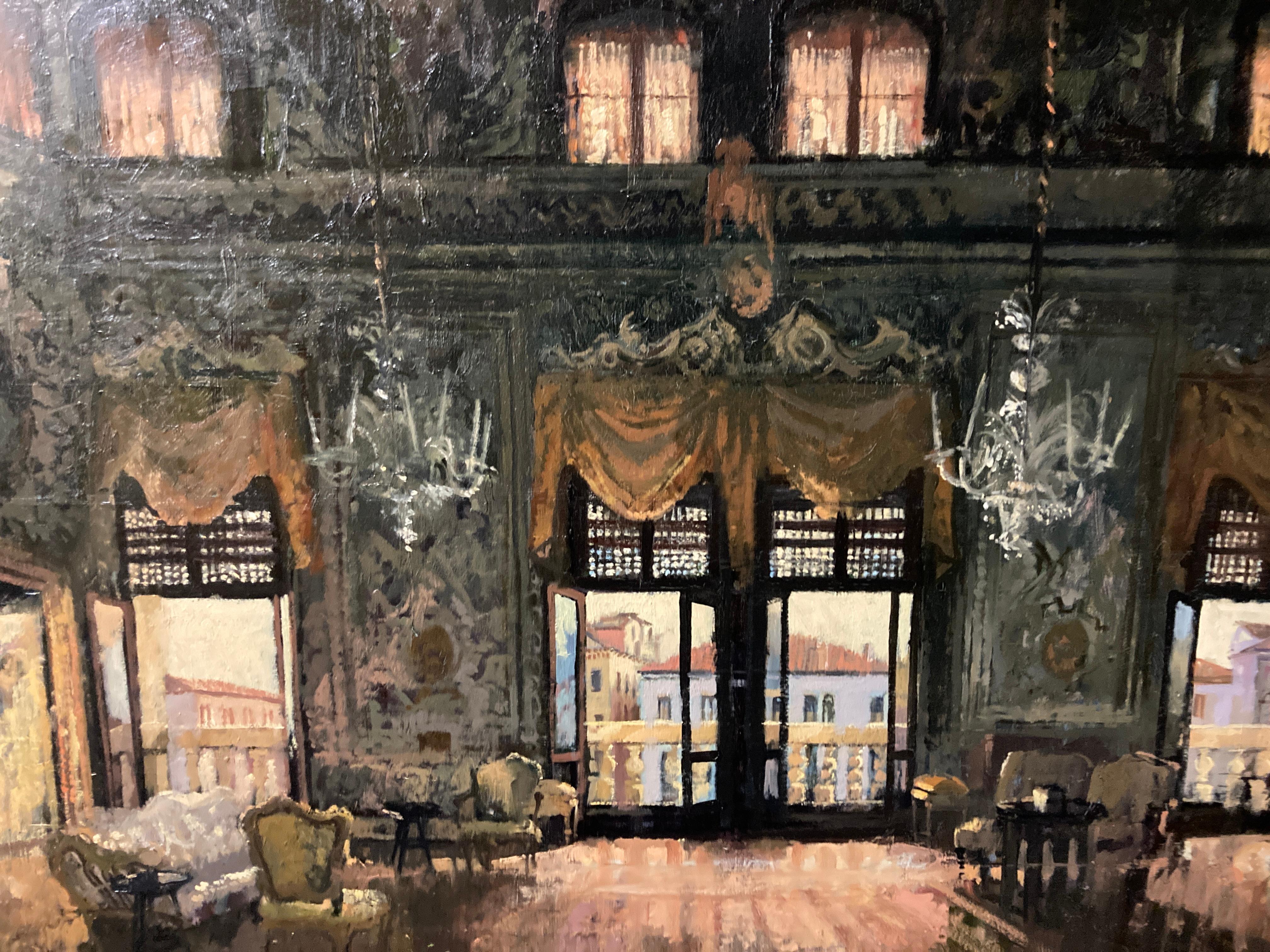 British THE SALONE GRANDE, PALAZZO BARBARO, AFTERNOON by Peter Kuhfeld (b 1952) For Sale