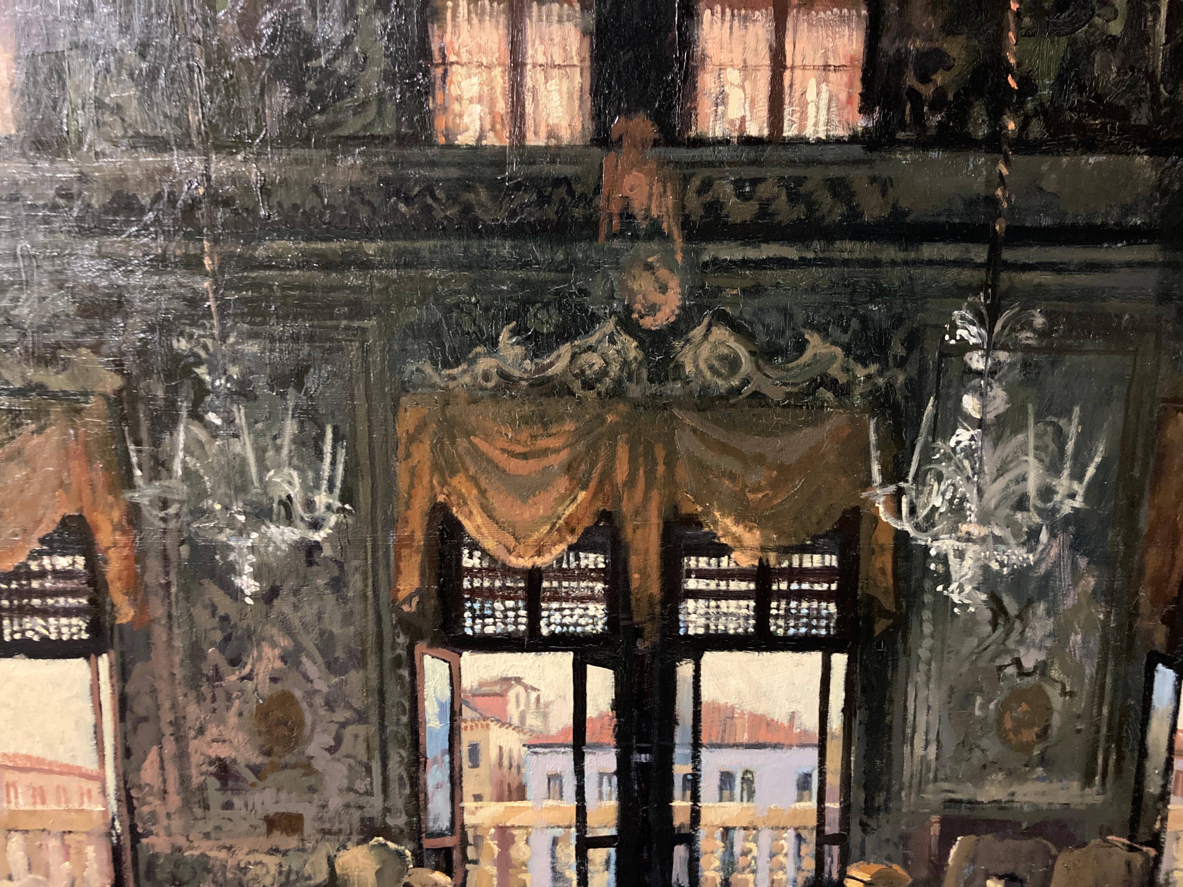 Hand-Painted THE SALONE GRANDE, PALAZZO BARBARO, AFTERNOON by Peter Kuhfeld (b 1952) For Sale