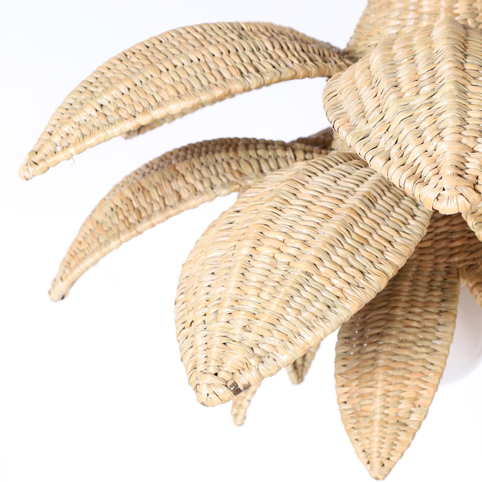 Mexican Sanibel Wicker Palm Leaf or Lotus Pendant from the FS Flores Collection