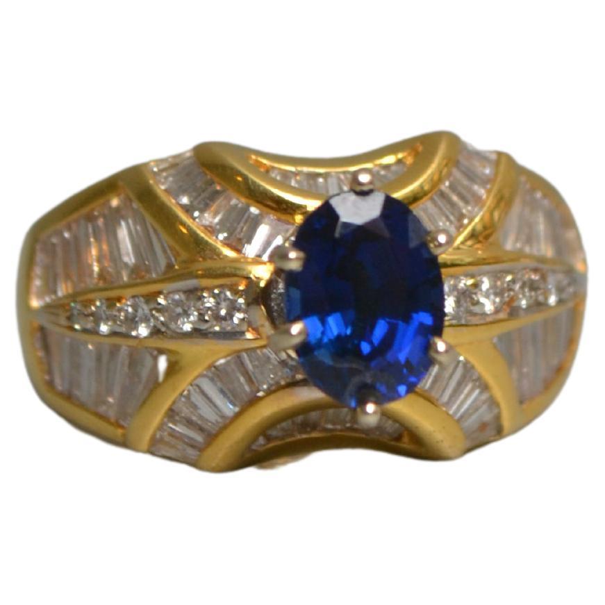 Art Deco Sapphire Cocktail Ring For Sale