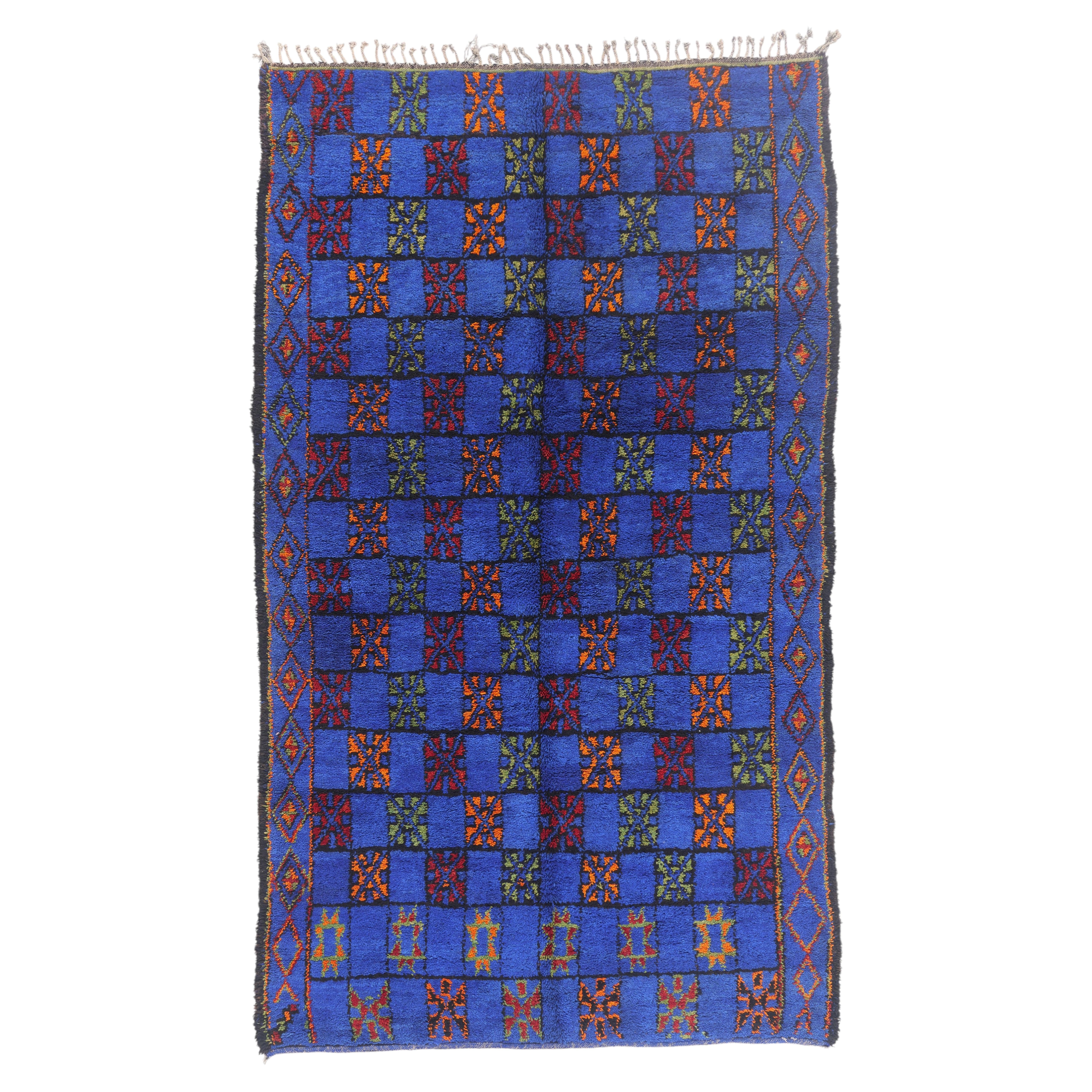 The Sapphire Harvest: Vintage Beni M'Guild Moroccan Masterpiece of Divine Favor